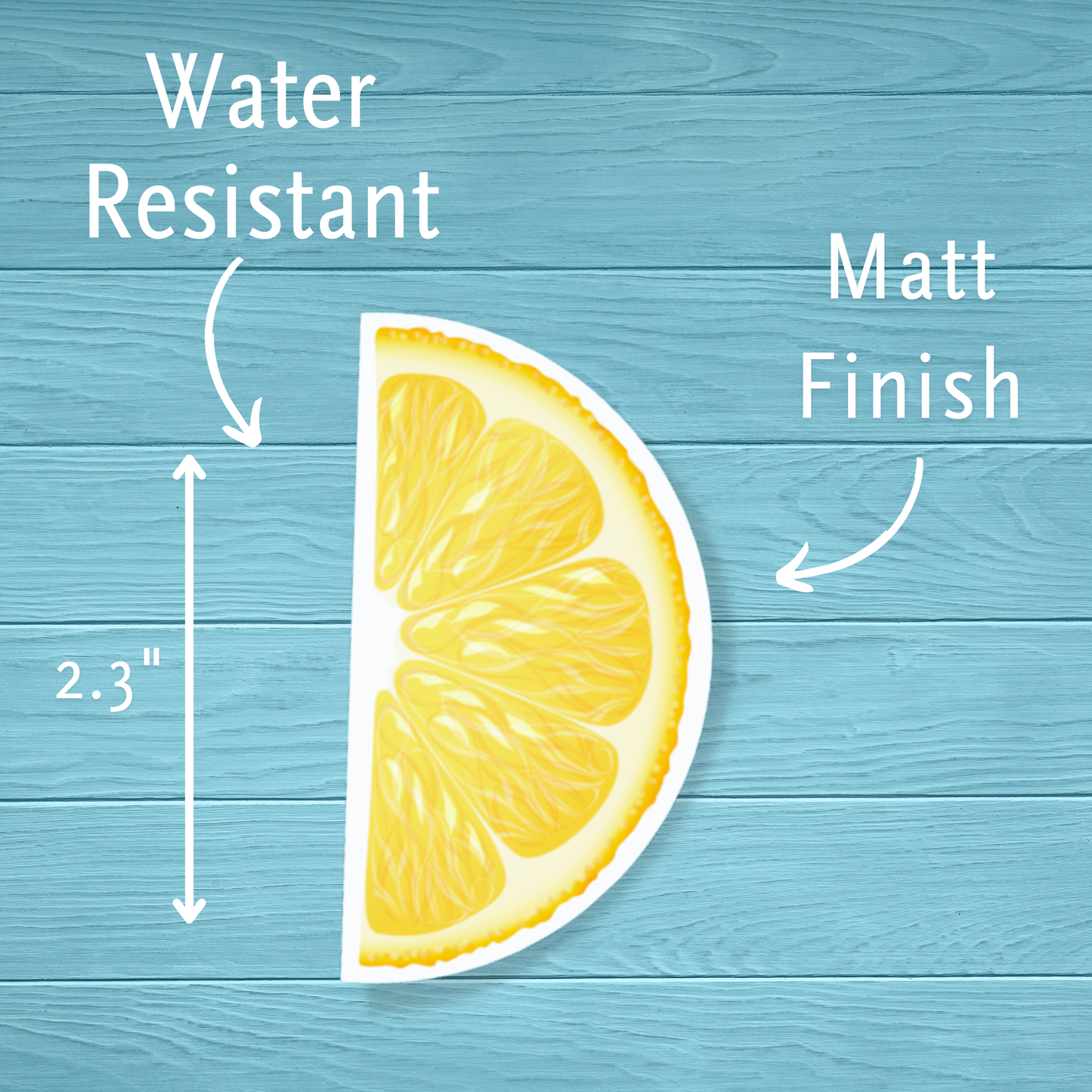 Lemon Slice Half | Vinyl Water Resistant Sticker