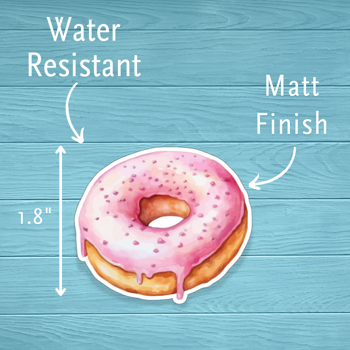 Pink Sprinkle Doughnut (Donut) | Vinyl Water Resistant Sticker