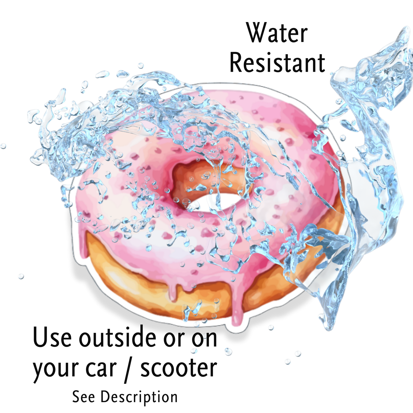 Pink Sprinkle Doughnut (Donut) | Vinyl Water Resistant Sticker