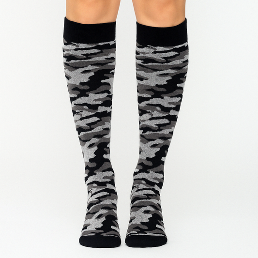 Black and Grey Camo Camouflage Compression Socks | Cute Fun Non Medical | Unisex