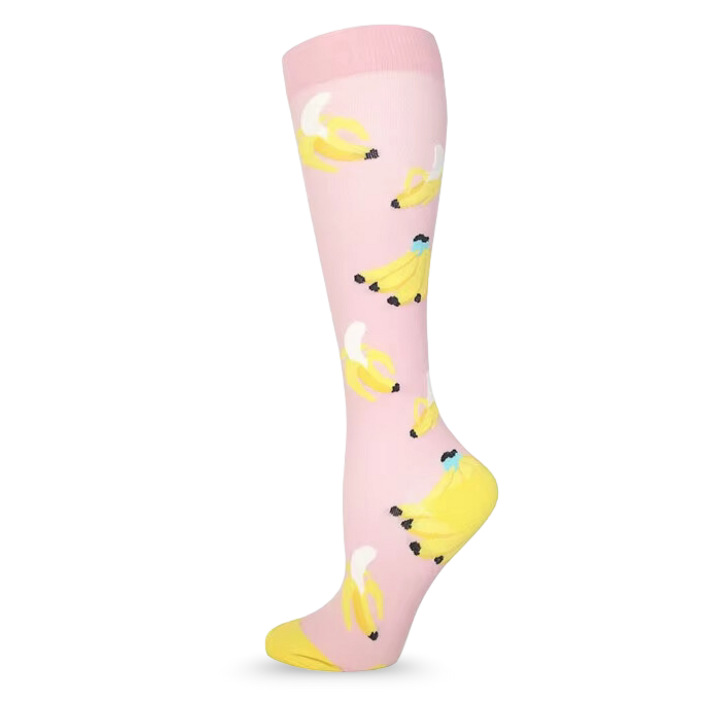 Pink Banana Compression Socks | Cute Fun Non Medical | Unisex