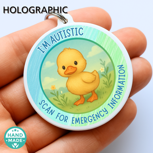 I'm Autistic Autism Awareness | Kids Autism Emergency Alert Tag | Emergency Alert Scannable NFC Keychain tag