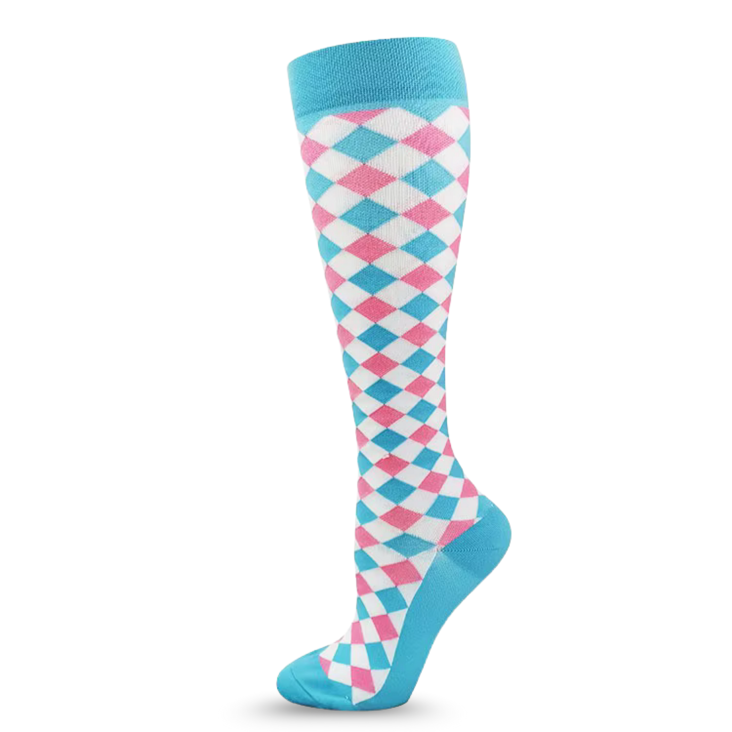 Blue And Pink Harlequin Compression Socks | Cute Fun Non Medical | Unisex