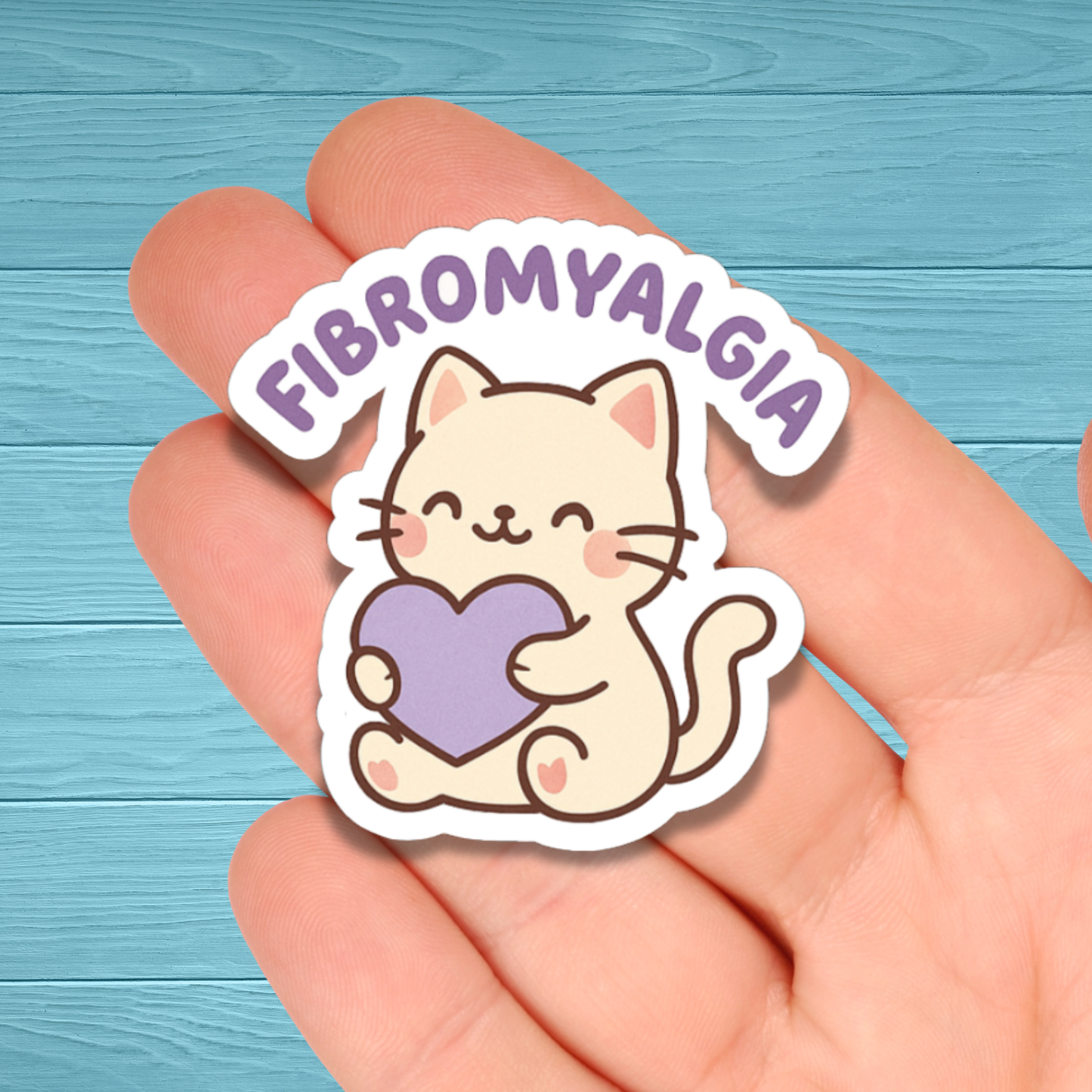 Fibromyalgia Cat Chronic Illness Disability Awareness Vinyl Water Resistant Sticker