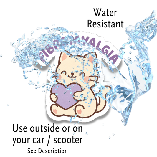 Fibromyalgia Cat Chronic Illness Disability Awareness Vinyl Water Resistant Sticker