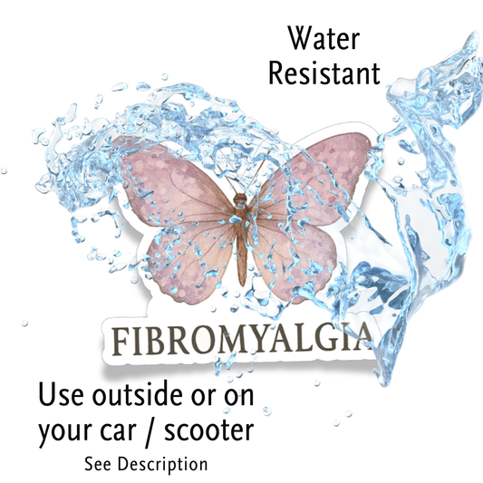 Fibromyalgia Delicate Butterfly Chronic Illness Disability Awareness Vinyl Water Resistant Sticker