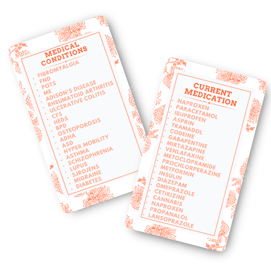 Orange And White | Medical And Medication Cards | List Your Medical Conditions And Medication And Never Forget Them