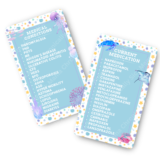 Ocean Design | Medical And Medication Cards | List Your Medical Conditions And Medication And Never Forget Them
