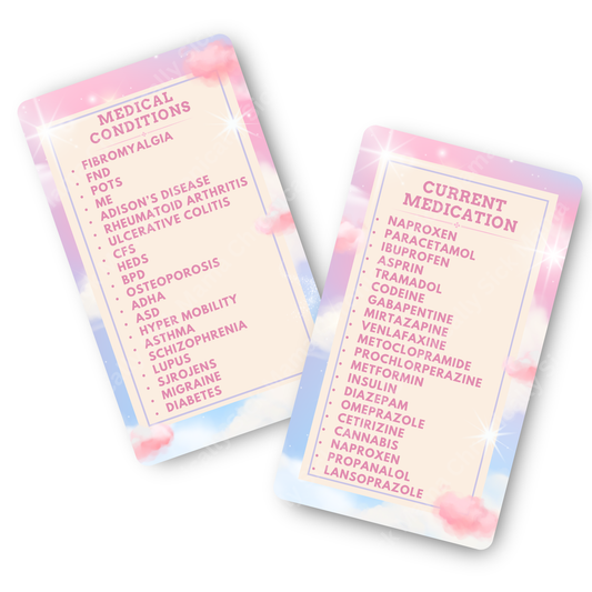Stars And Clous Design | Medical And Medication Cards | List Your Medical Conditions And Medication And Never Forget Them