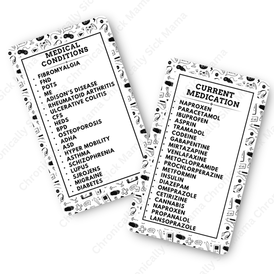 Gamer Design | Medical And Medication Cards | List Your Medical Conditions And Medication And Never Forget Them