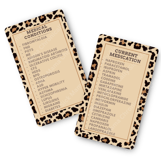 Leopard Print | Medical And Medication Cards | List Your Medical Conditions And Medication And Never Forget Them