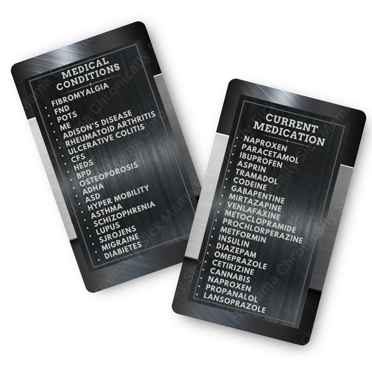 Black Steel | Medical And Medication Cards | List Your Medical Conditions And Medication And Never Forget Them
