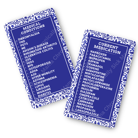 Santorini Blue Design | Medical And Medication Cards | List Your Medical Conditions And Medication And Never Forget Them