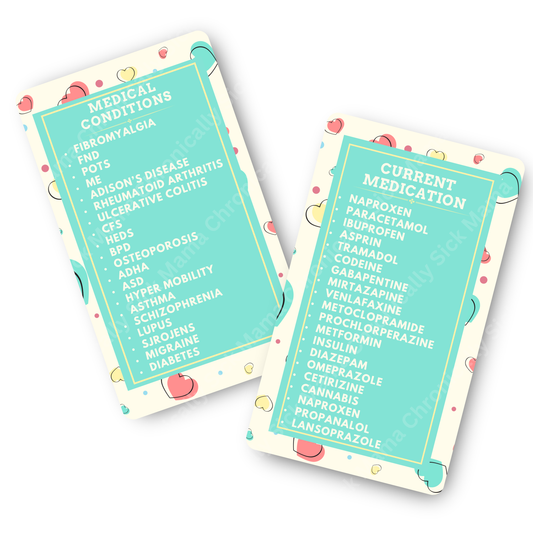 Yellow Hearts | Medical And Medication Cards | List Your Medical Conditions And Medication And Never Forget Them