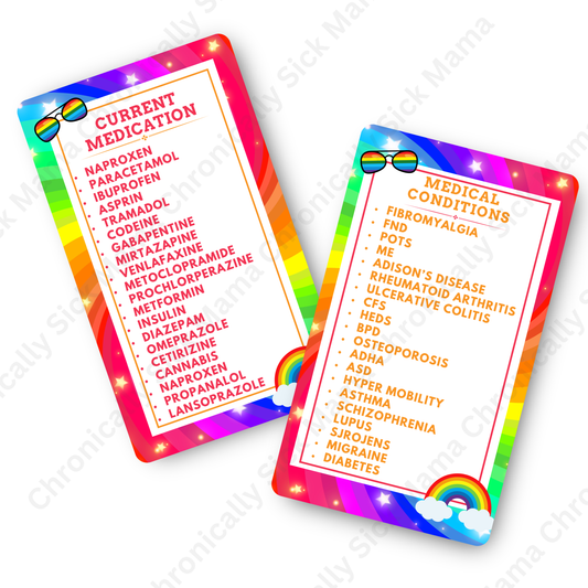 Rainbow | Medical And Medication Cards | List Your Medical Conditions And Medication And Never Forget Them