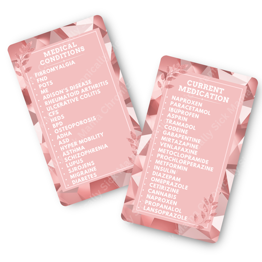 Rose Gold Design | Medical And Medication Cards | List Your Medical Conditions And Medication And Never Forget Them