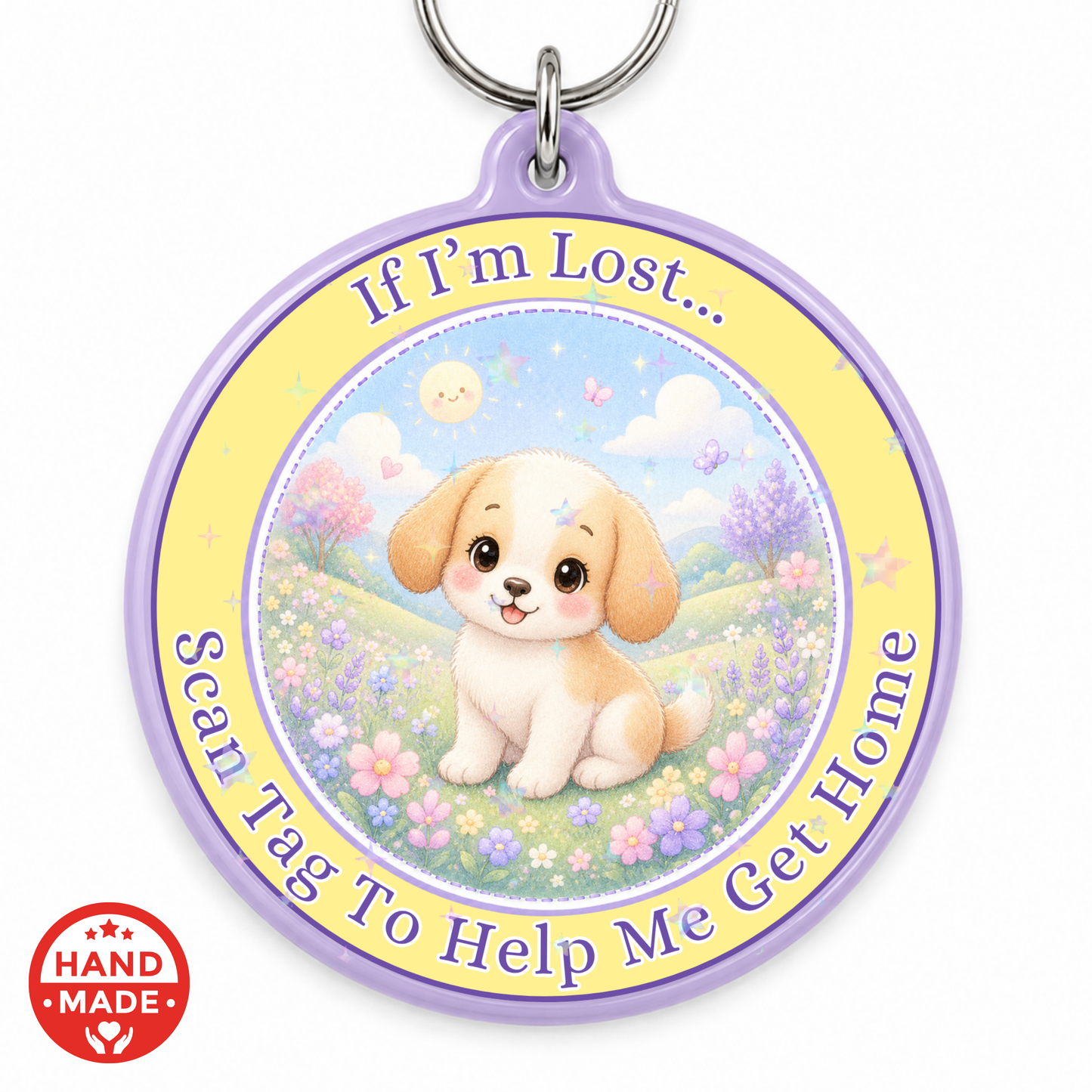 YELLOW PUPPY LOST CHILD SCANNABLE TAG - EMERGENCY CONTACT