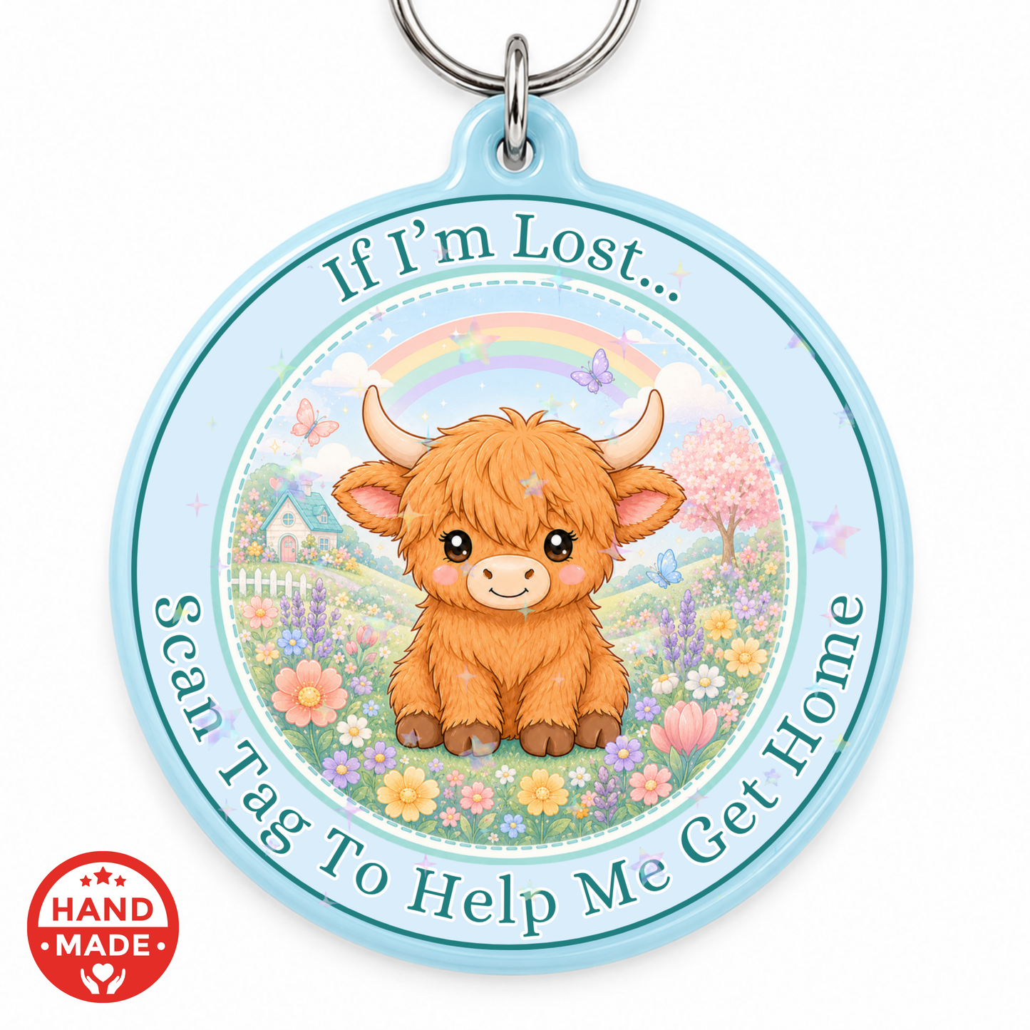 HIGHLAND COW CHILD SCANNABLE TAG - EMERGENCY CONTACT