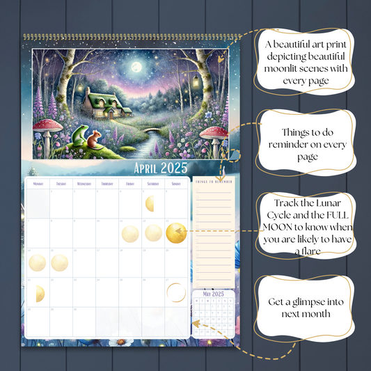 Chronic Illness Tracking Lunar Calendar For Tracking flares And Symptoms With Moon Phases