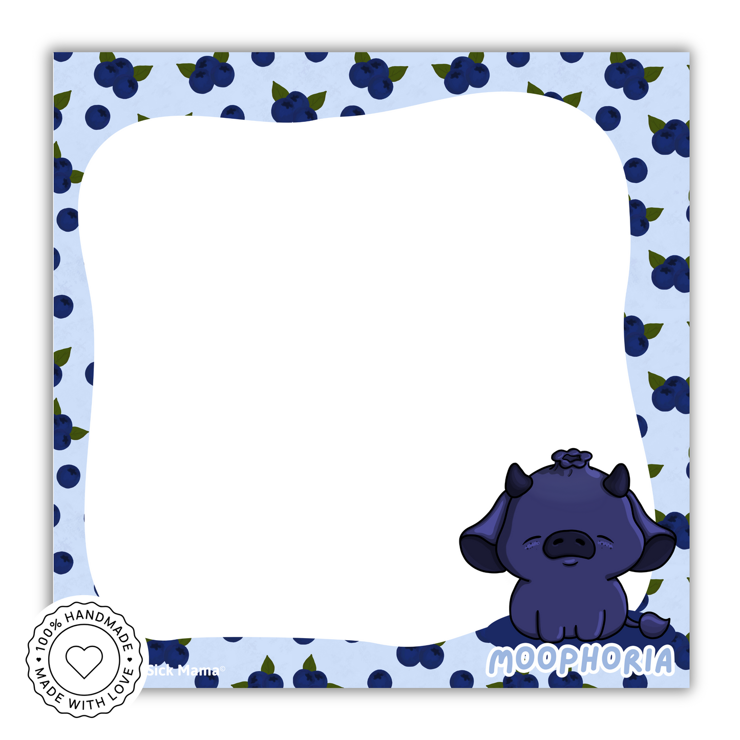Mooberry | Blueberry Cow - Cute Kawaii Cow Mini Memo Notepad