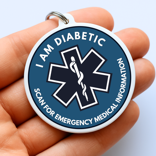I am Diabetic | Diabetic Alert Tag | Emergency Alert Scannable NFC Keychain