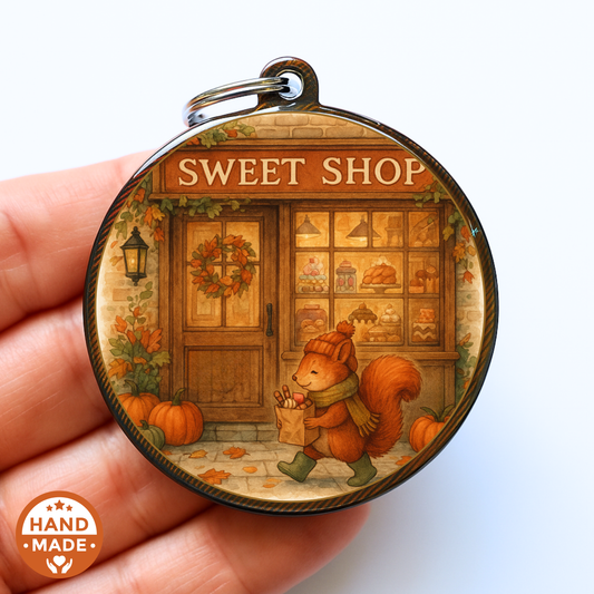 Squirrel at the Sweet Shop | Woodland Critters | Autumnal Fall Scannable NFC Keychain