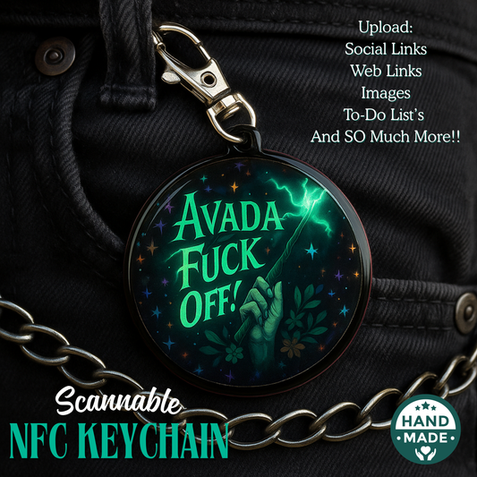 AVADA-FUCK OFF! Funny Wizards and Witches Keychain | Scannable NFC Keychain