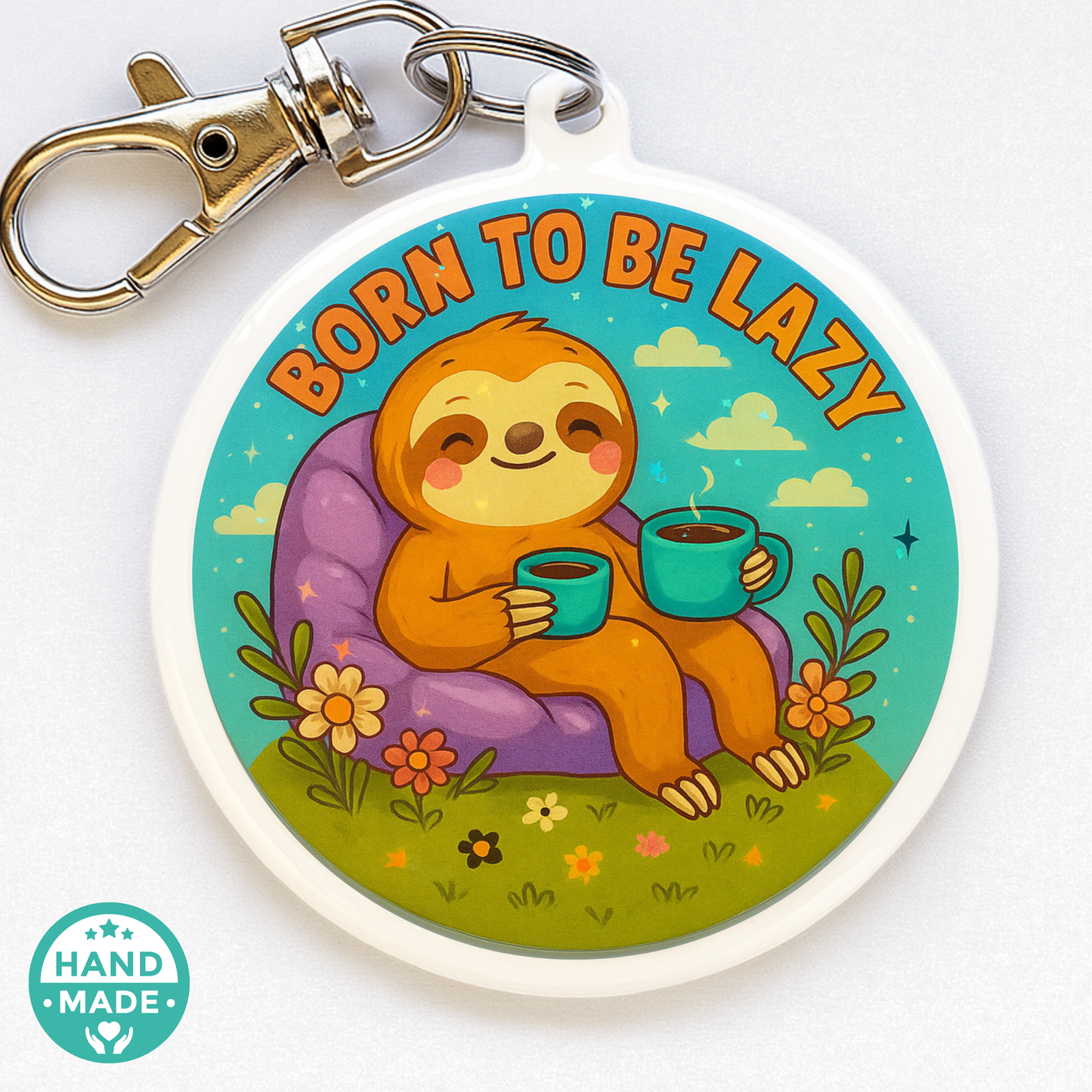 Funny Born To Be Lazy Sloth | Scannable NFC Keychain