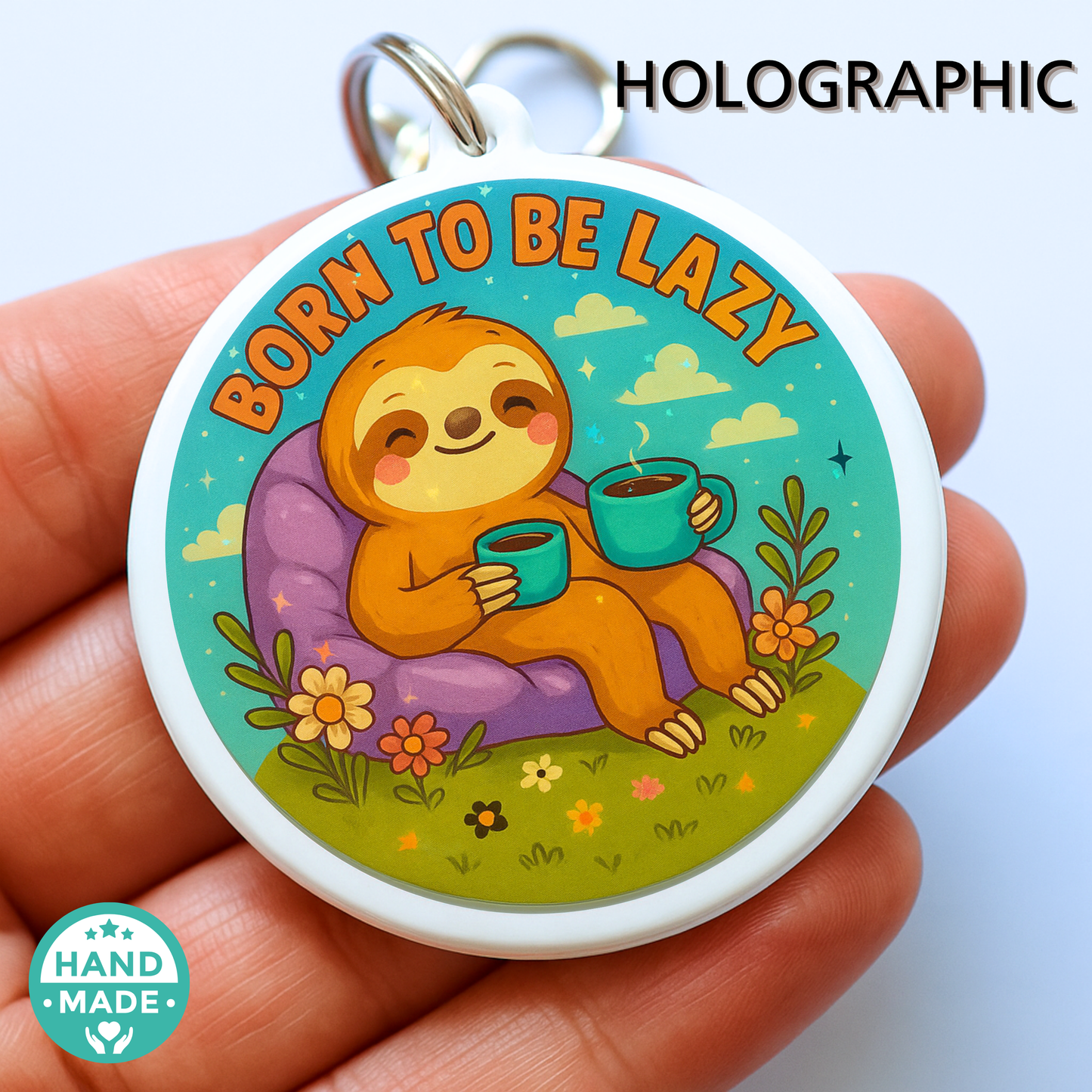 Funny Born To Be Lazy Sloth | Scannable NFC Keychain