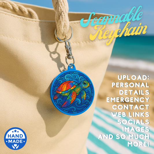 Stained Glass Rainbow Sea turtle | Scannable NFC Keychain