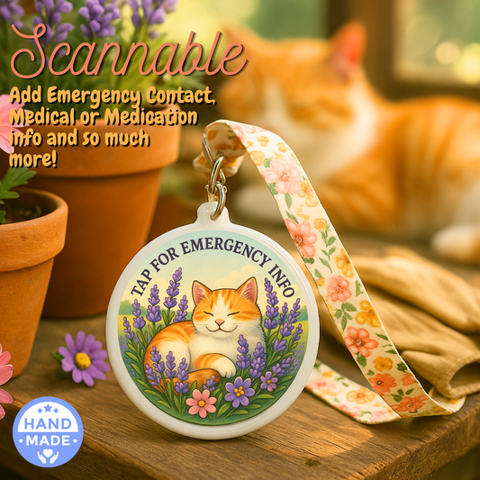 Lavender Cat | Emergency Alert Scannable NFC Keychain