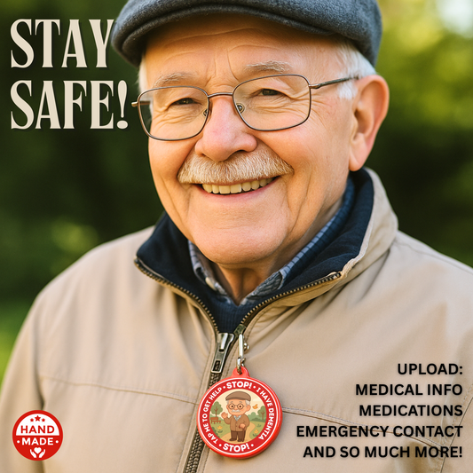 Men's Dementia Awareness | Emergency Alert Scannable NFC Keychain