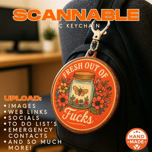 Fresh Out Of Fucks - Orange | Funny Sarcastic Jar Of Fucks | Scannable NFC Keychain