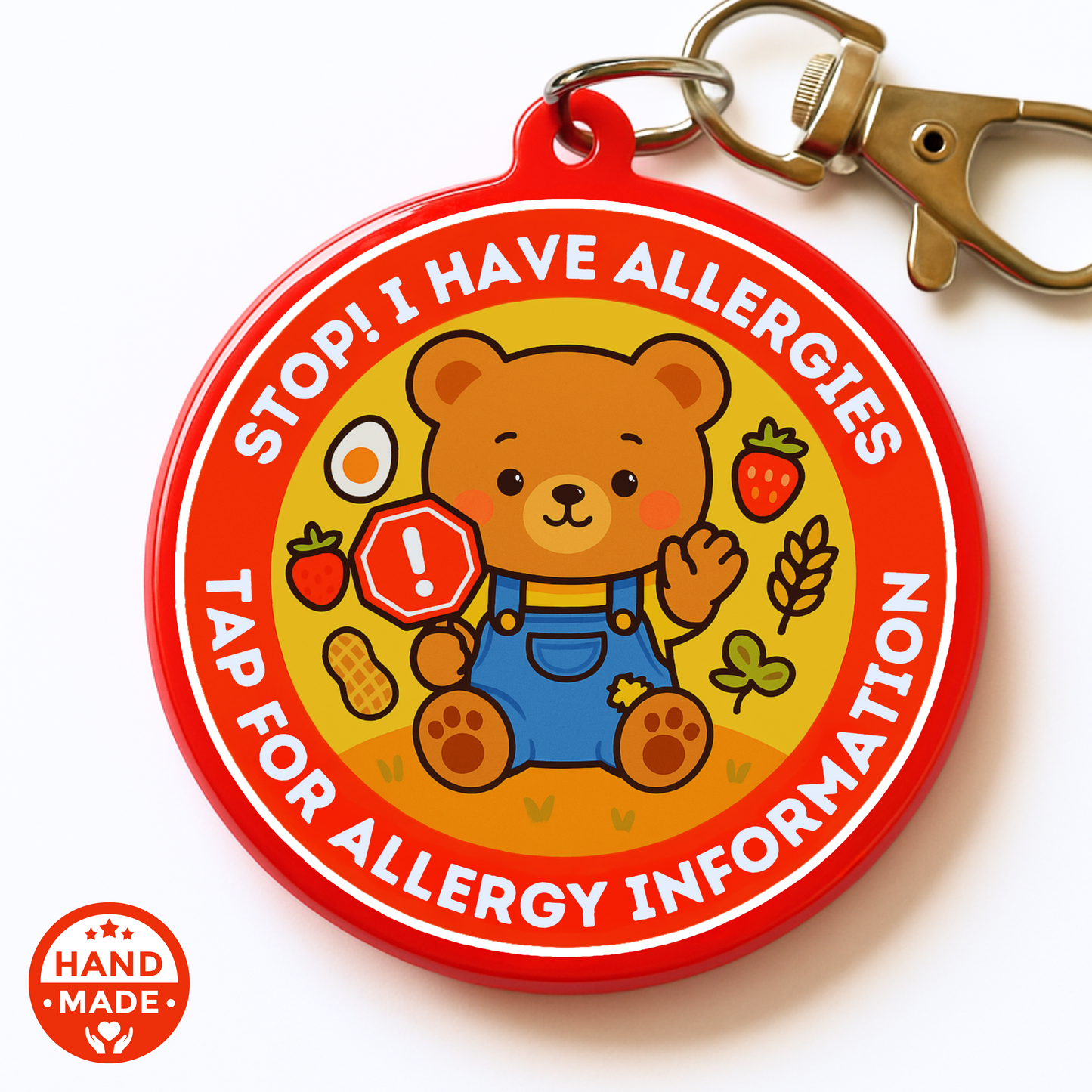 Allergy Alert Bear| Emergency Alert Scannable NFC Keychain