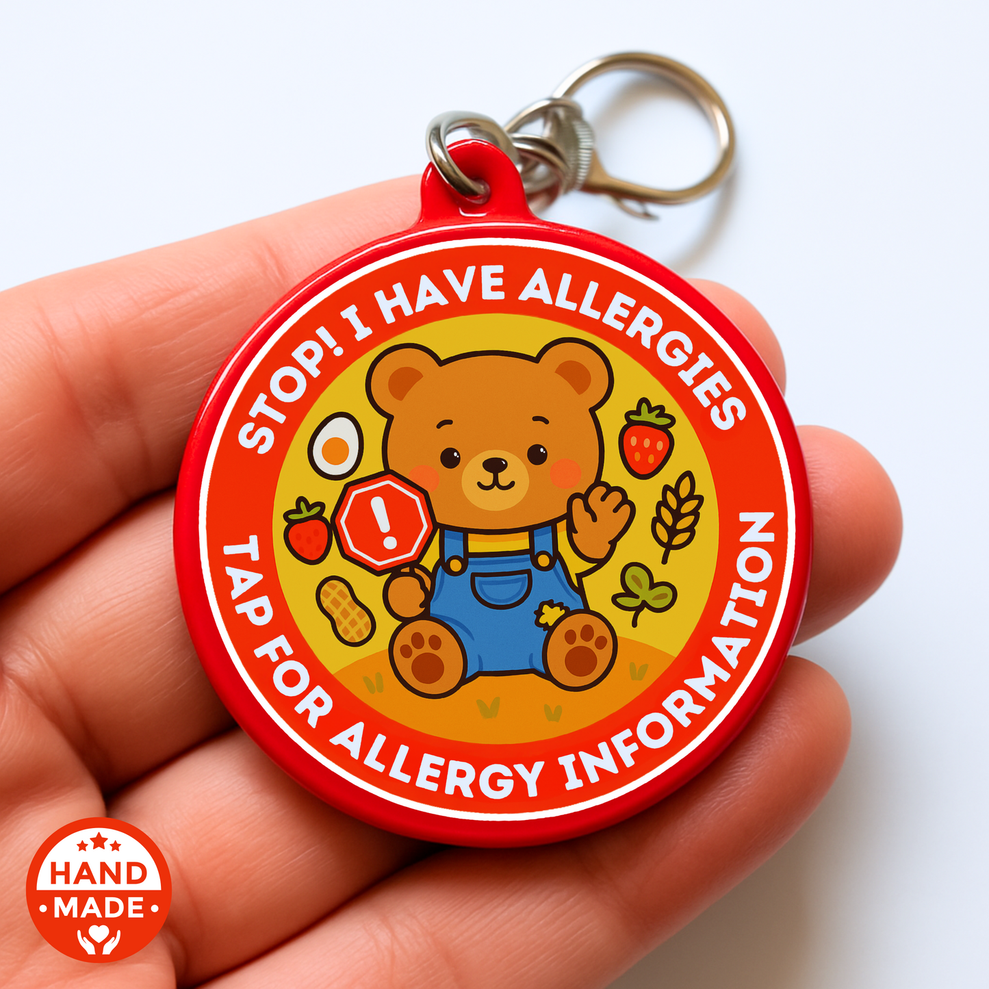 Allergy Alert Bear| Emergency Alert Scannable NFC Keychain