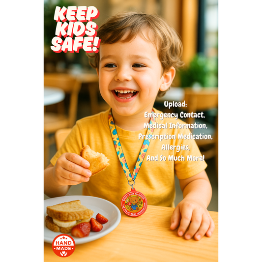 Allergy Alert Bear| Emergency Alert Scannable NFC Keychain