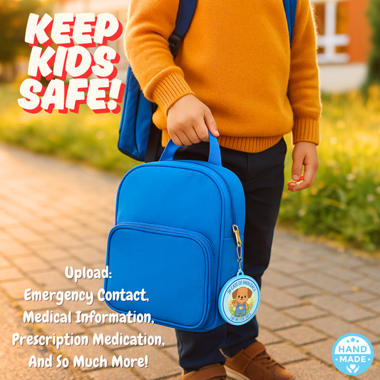 Puppy | In Case Of Emergency | Emergency Contact For Kids | Lost | Scannable NFC Keychain