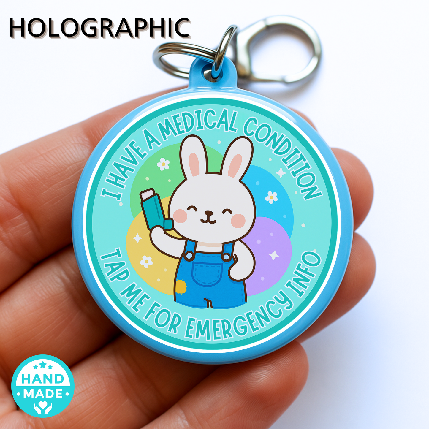 Asthma Bunny Rabbit | Emergency Alert Scannable NFC Keychain