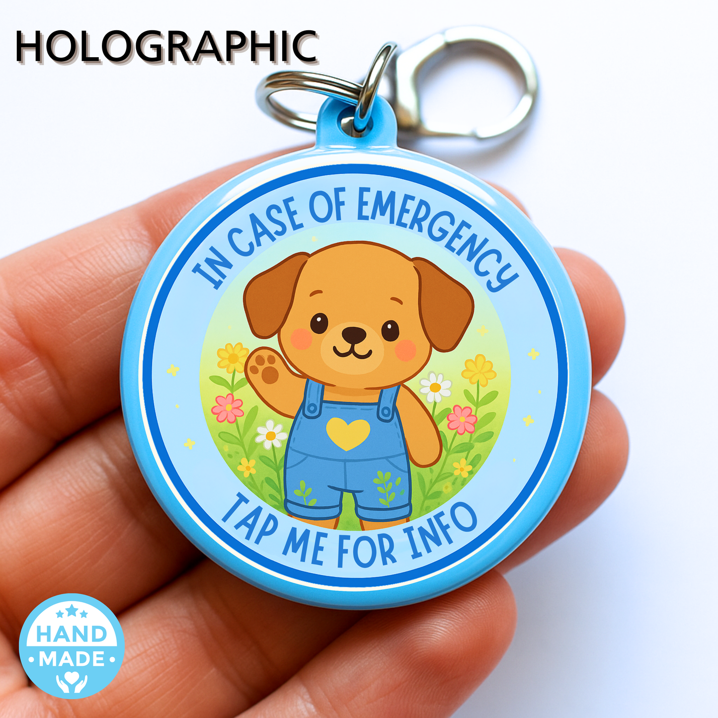 Puppy | In Case Of Emergency | Emergency Contact For Kids | Lost | Scannable NFC Keychain