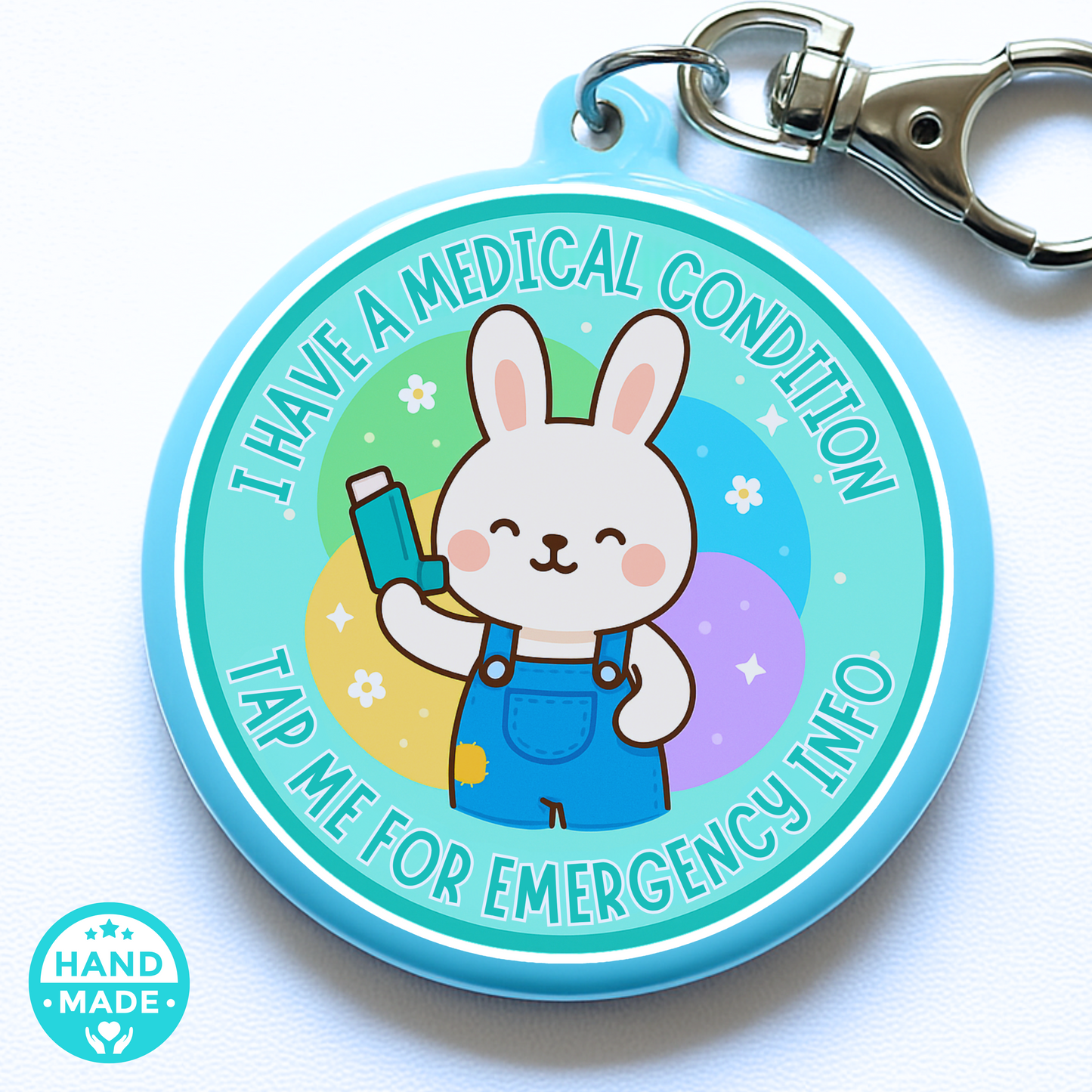 Asthma Bunny Rabbit | Emergency Alert Scannable NFC Keychain