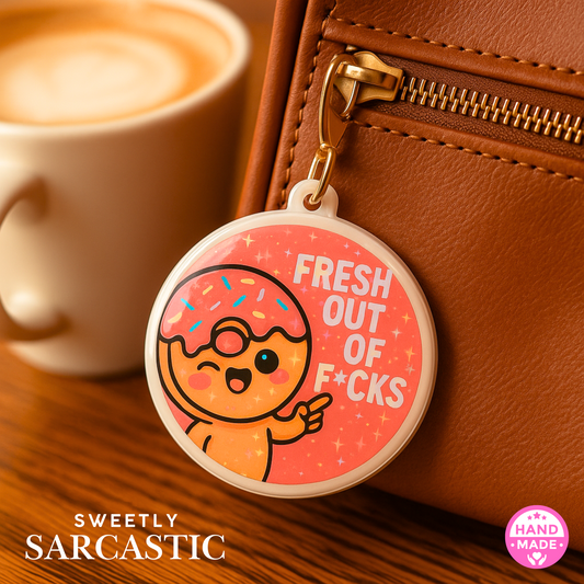 Sweetly Sarcastic Fresh Out Of Fucks Doughnut | Scannable NFC Keychain