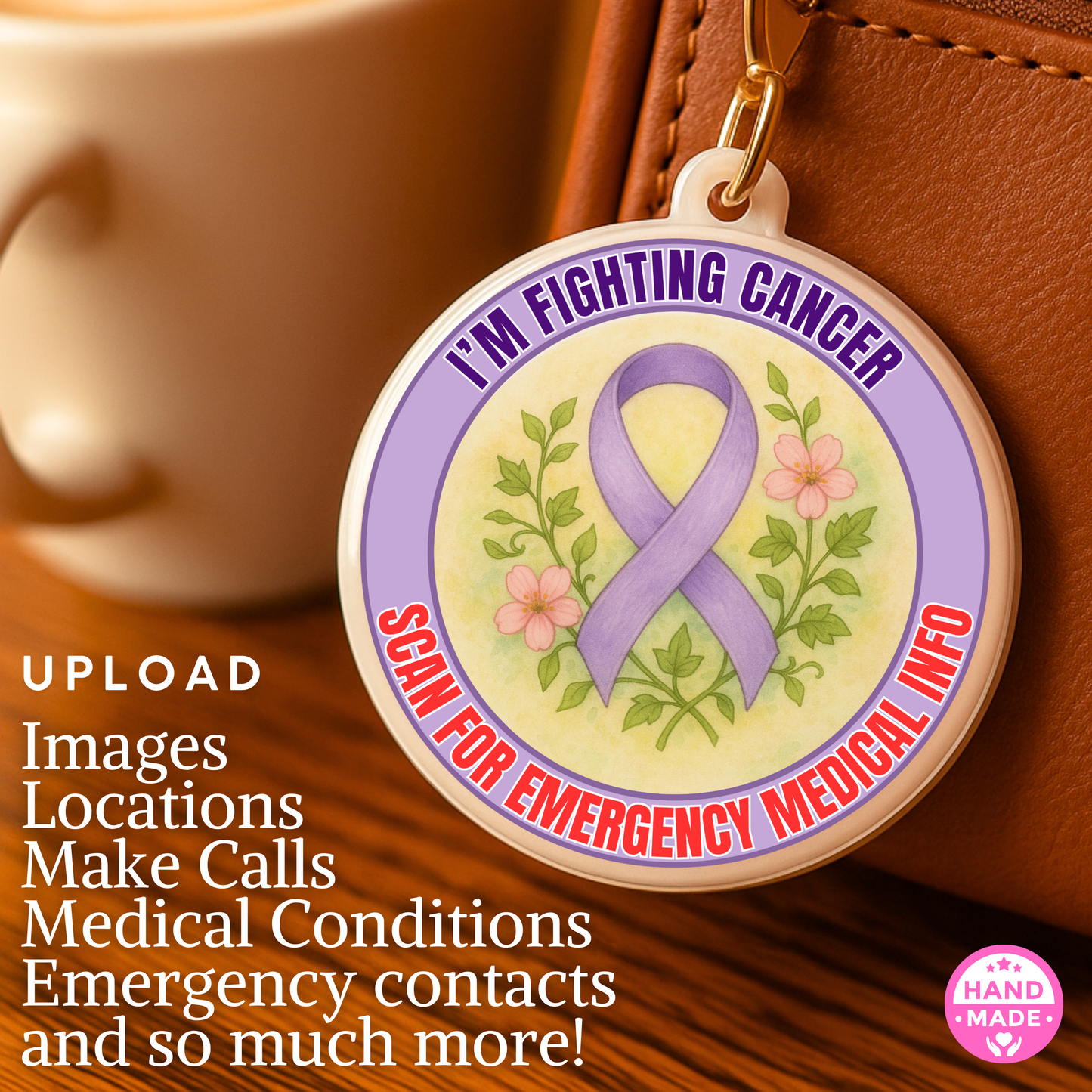 Im Fighting Cancer | Im Fighting Cancer Alert Tag | Emergency Alert Scannable NFC Keychain tag
