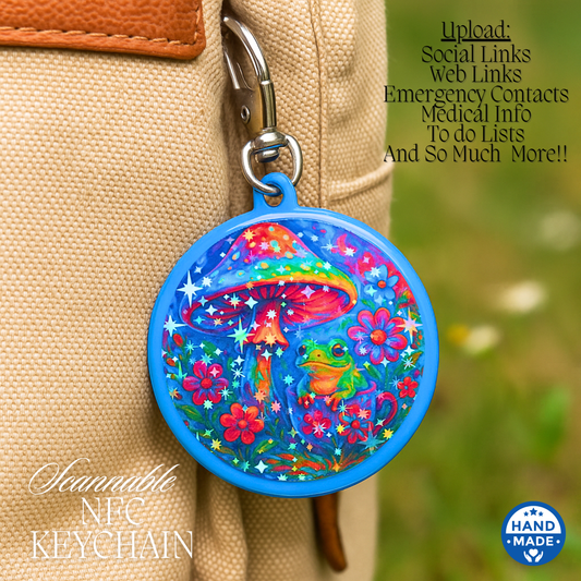 Rainbow Mushroom Frog | Scannable NFC Keychain
