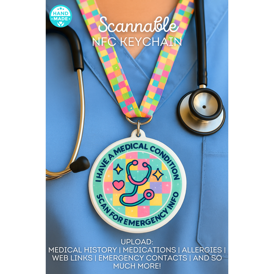 Stethoscope Nurse Medical Alert | Emergency Alert Scannable NFC Keychain
