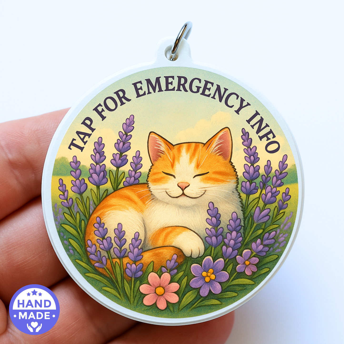 Lavender Cat | Emergency Alert Scannable NFC Keychain
