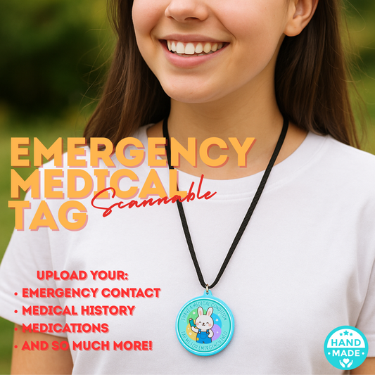 Asthma Bunny Rabbit | Emergency Alert Scannable NFC Keychain