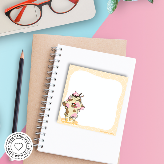 Vanilla Ice Cream Cup Moo - Cute Kawaii Cow Mini Memo Notepad