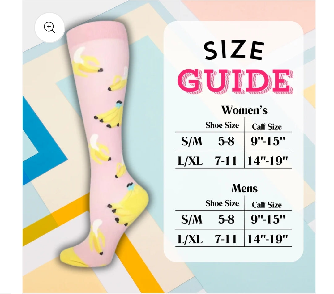 Blue Rainbow Heart Compression Socks | Cute Fun Non Medical | Unisex