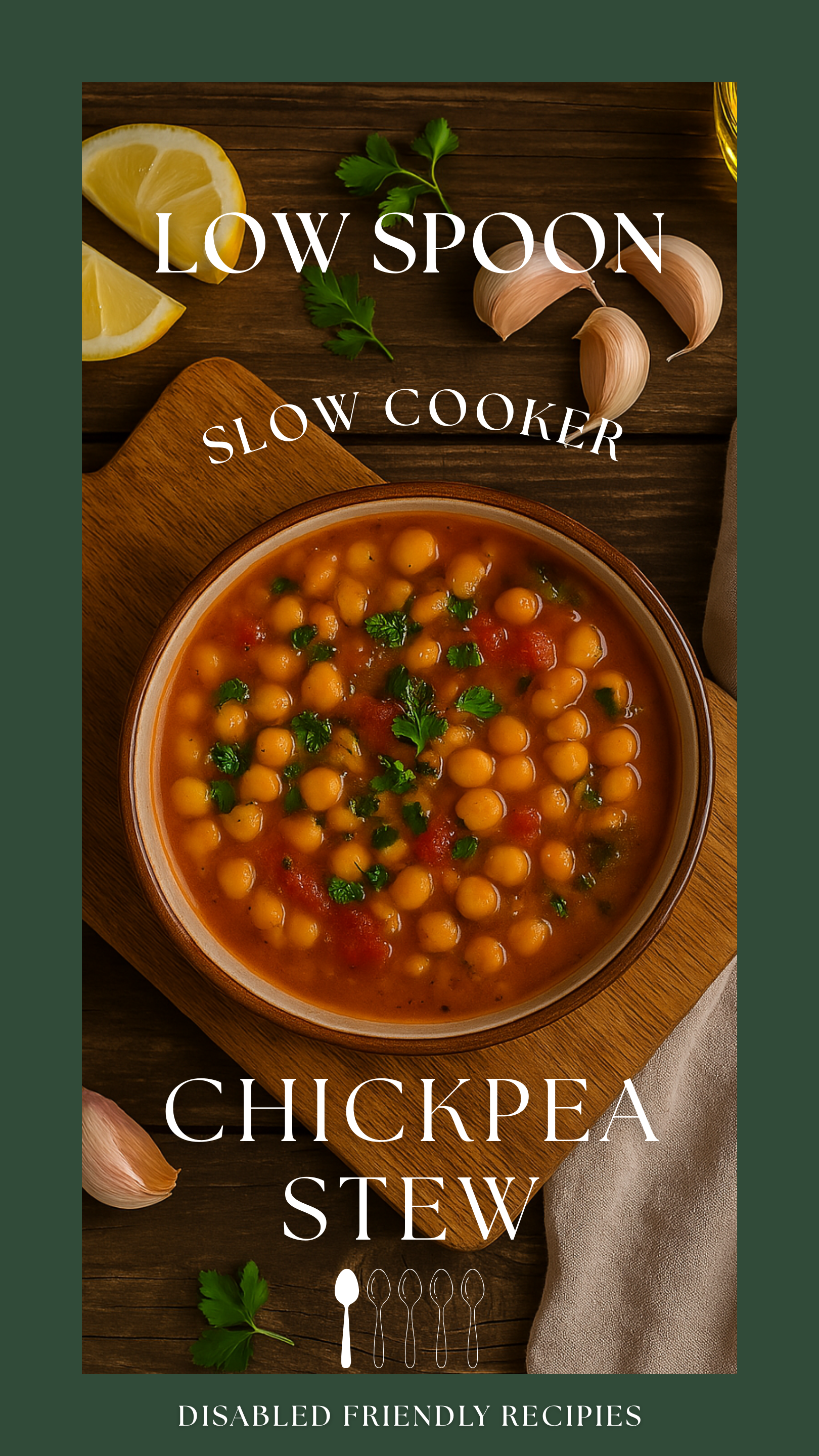 Easy Low Spoon Chickpea Stew (Slow Cooker Recipe)