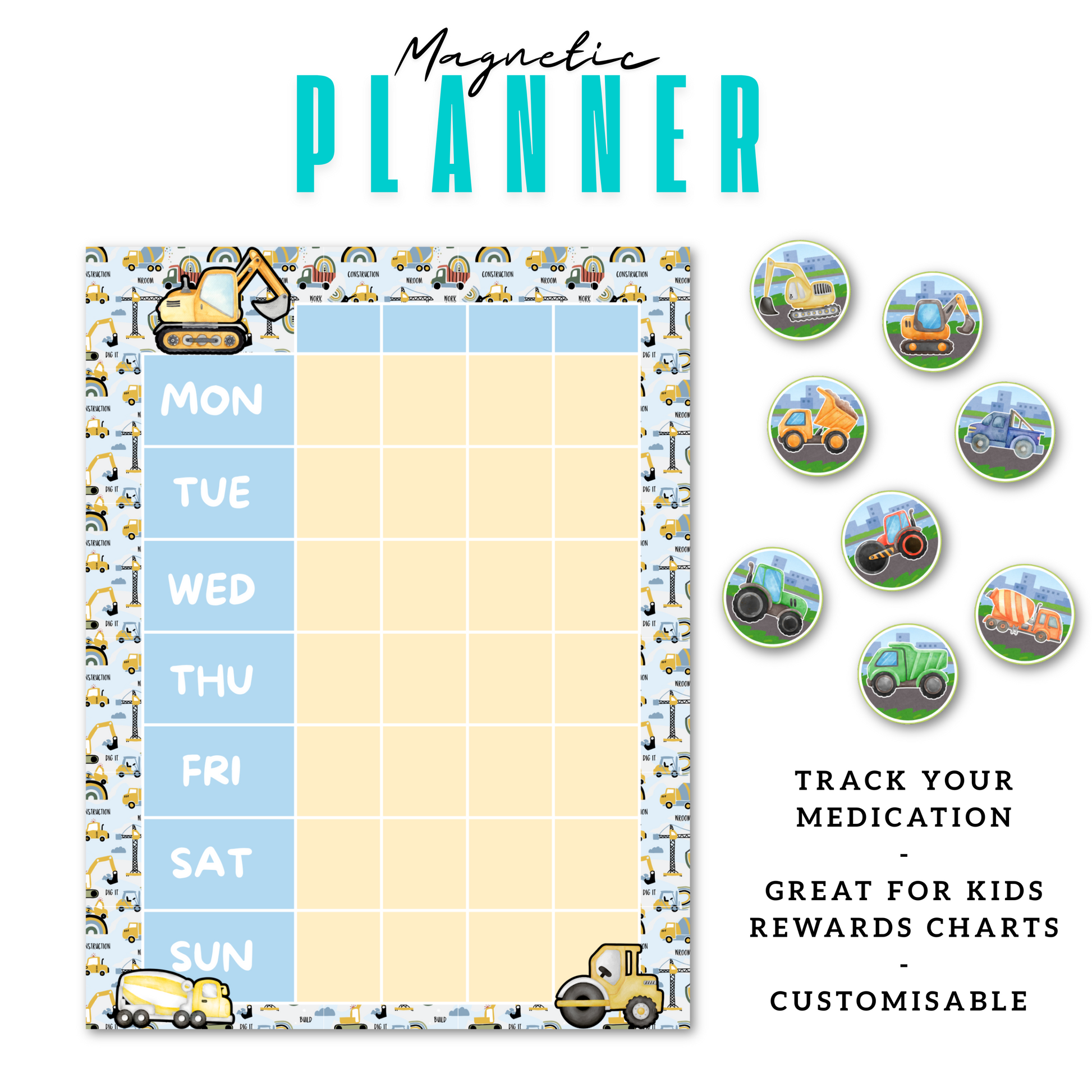 Digger Magnetic Planner | Pill Tracker | Rewards Chart | Habit Tracker